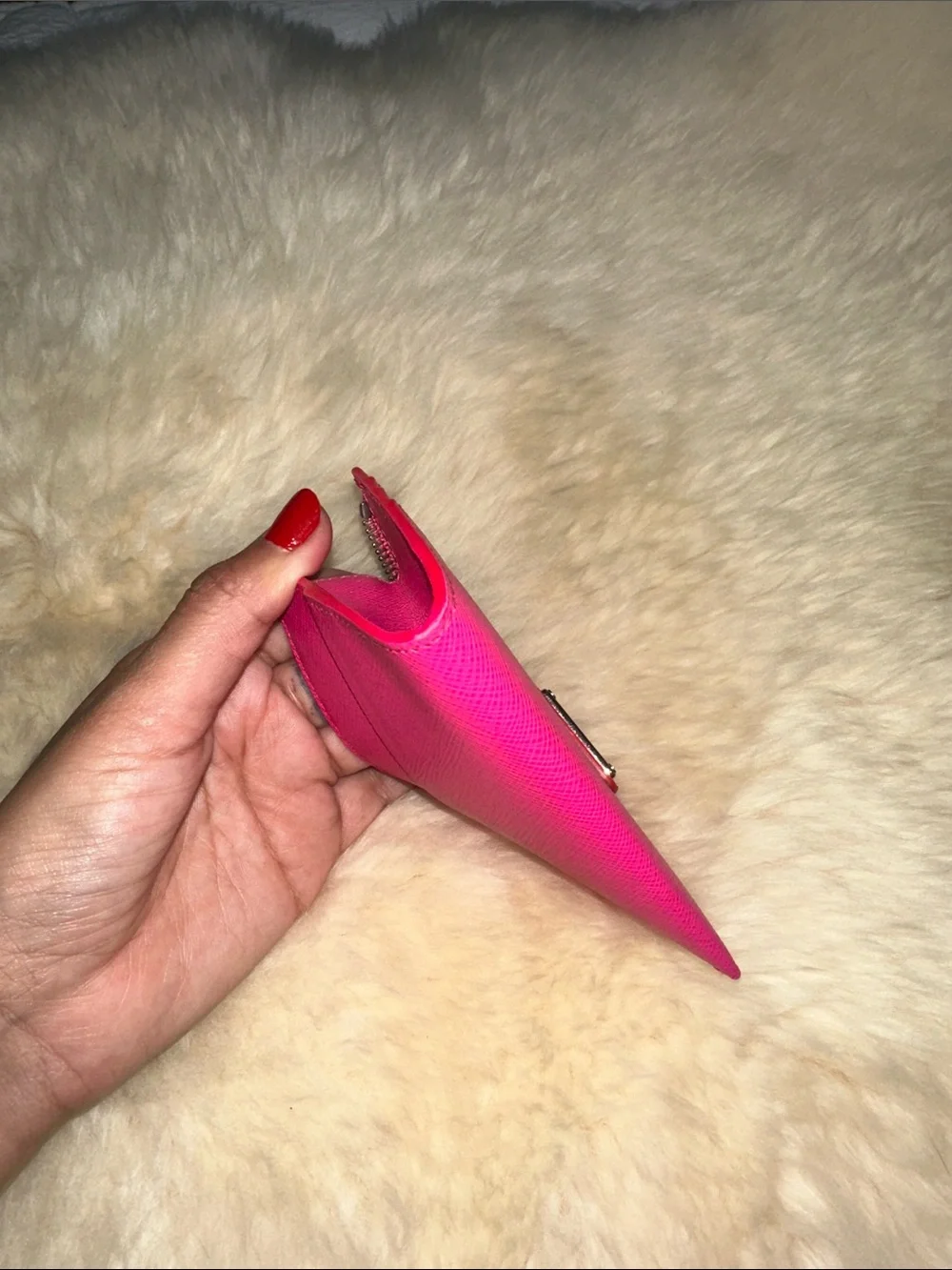 Prada Hot Pink Saffiano Leather Card Case Wallet